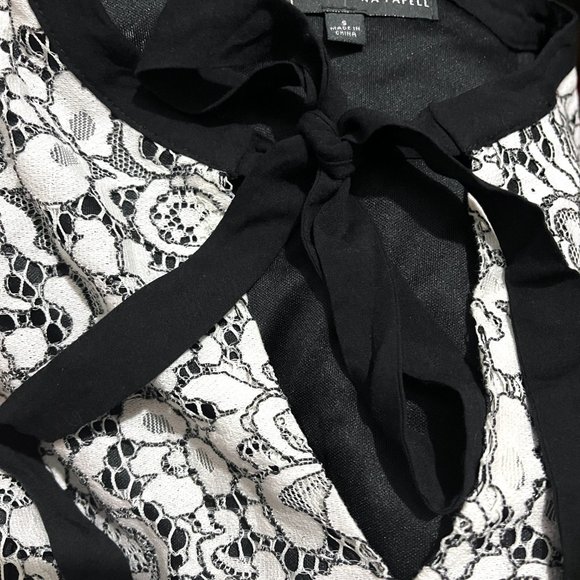 Adrianna Papell Sleeveless Pussycat Bow Tie-Neck Lace Top - Picture 11 of 13